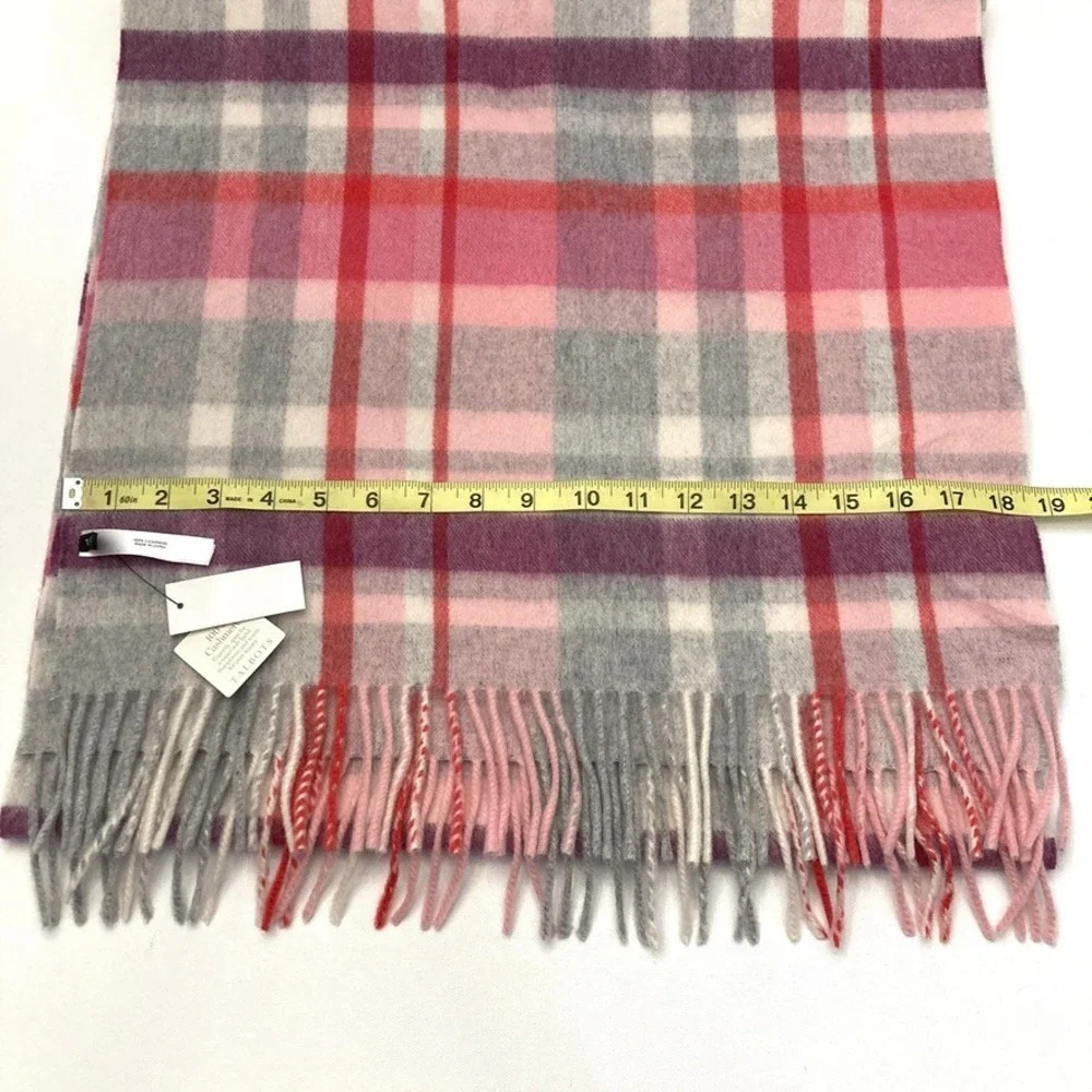 Talbots 100% Cashmere Scarf Pink Purple Plaid NEW 76